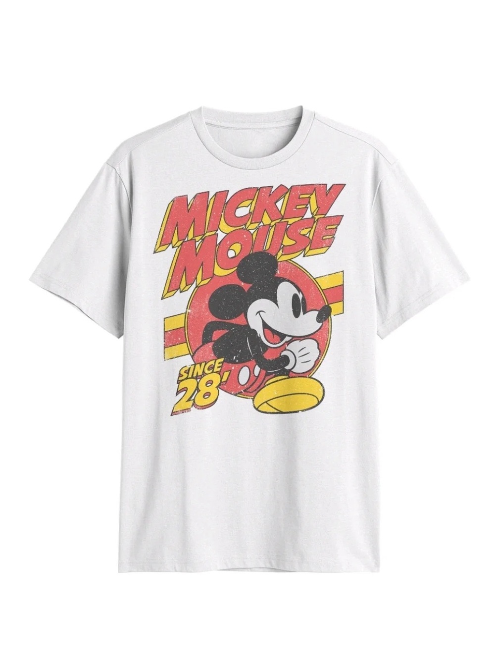 NWOT Men's Mickey Mouse Since 28 White Graphic T-Shirt - Mediumu